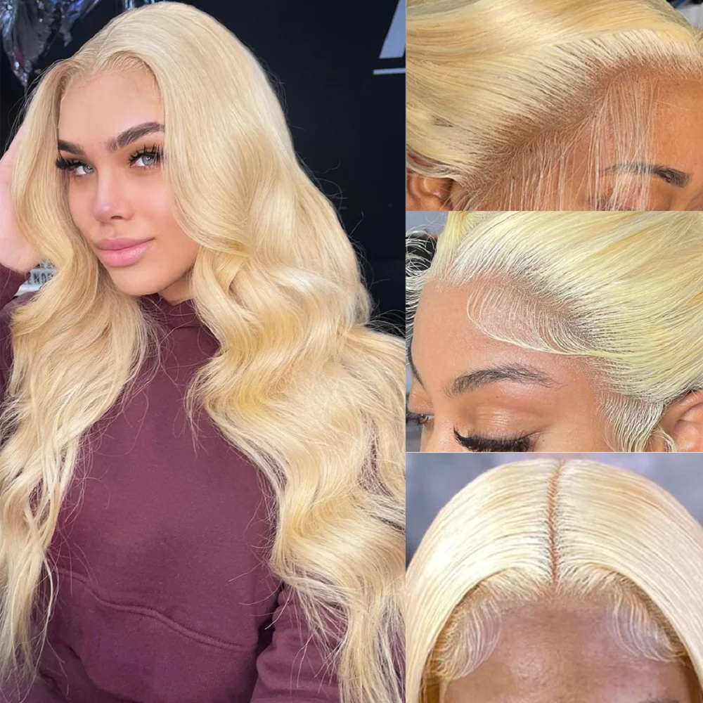 613 Honey Blonde Color Wig 13x6 HD Transparent Lace Frontal Wigs For Women Body Wave Lace Front Wig Human Hair 180% Density Wig