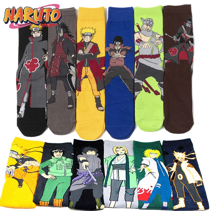 Medias de dibujos animados de Naruto, calcetines personalizados Unisex de Anime para adultos, figuras de acción de Naruto a la moda, calcetines de media pantorrilla para estudiantes, regalo de cumpleaños