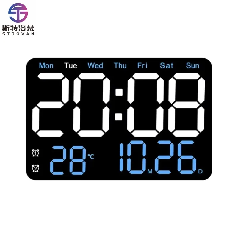 

Multifunctional LED Digital Display Electronic Wall Clock Living Room Silent Alarm Clock