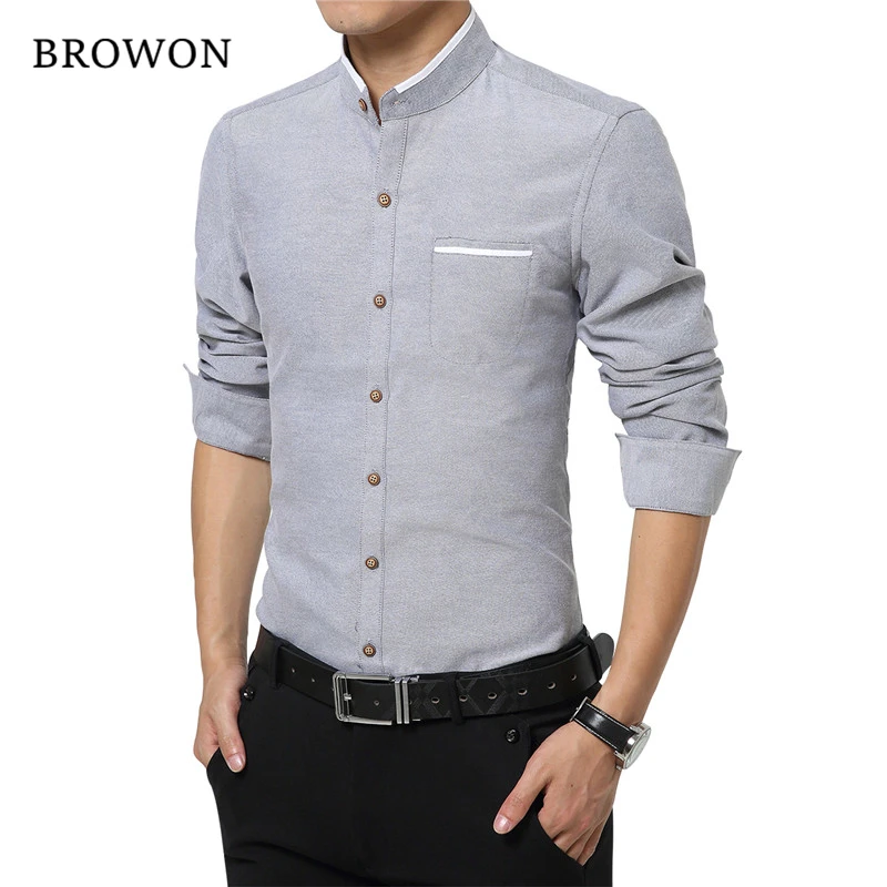 New Fashion Casual Men Shirt Long Sleeve Mandarin Collar Slim Fit Shirt Men Korean Business Mens Dress Shirts Men Clothes M-5XL