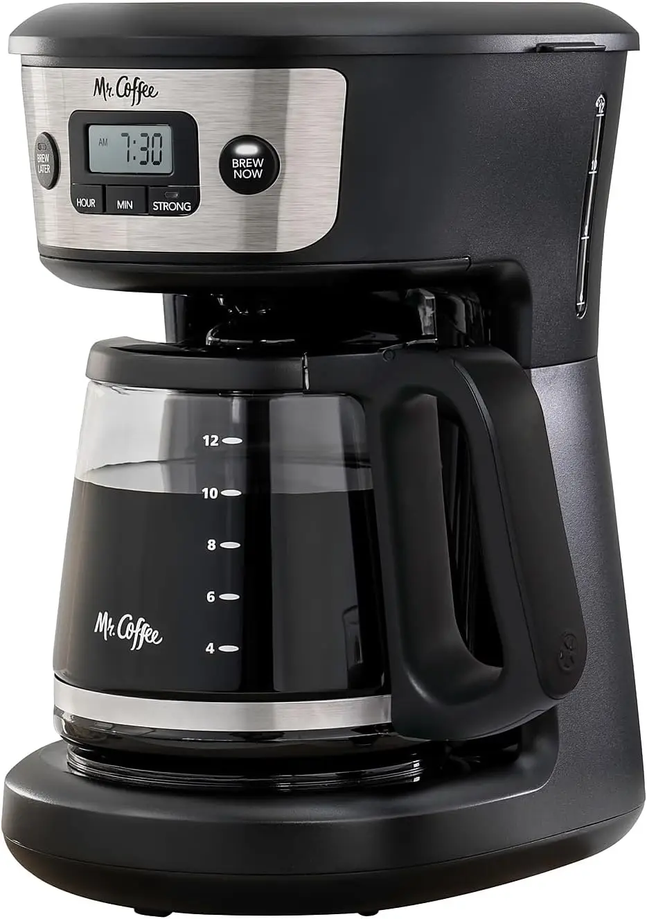 

12-Cup Programmable Coffee Maker with Strong Brew, Black & Silver Design