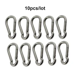 10 Pieces Silver Carabiner Hook Marine Stainless Steel 50mm 60mm 70mm 80mm Length Large Heavy Duty Stainles Carabiner