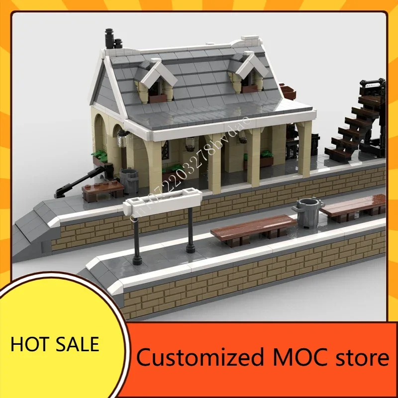 1429 قطعة 2 منصة محطة القطار MOC عطلة الشارع عرض الألغاز العمارة الإبداعية عيد الميلاد عيد ميلاد لعبة هدية للأطفال العمر