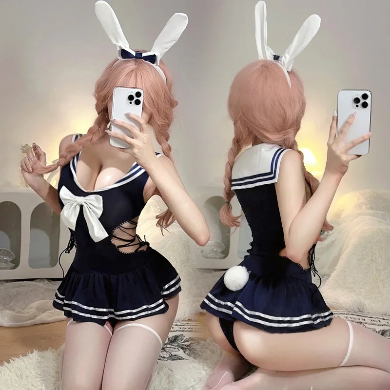 

Sweet Dead Pool Water One Piece Summer Women's Naval Leadership Bow Lace Up Waist Hollow Tight Fitting Slim Fit Bodysuits