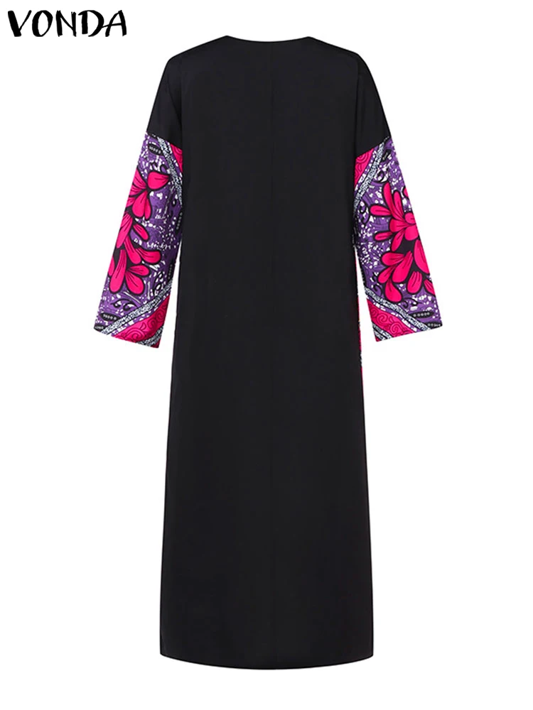 Sukienka maxi VONDA dla kobiet plus size, letnia sukienka na imprezę z nadrukiem, luźna sukienka codzienna z dekoltem w serek, sukienka letnia oversize, kolekcja 2025.