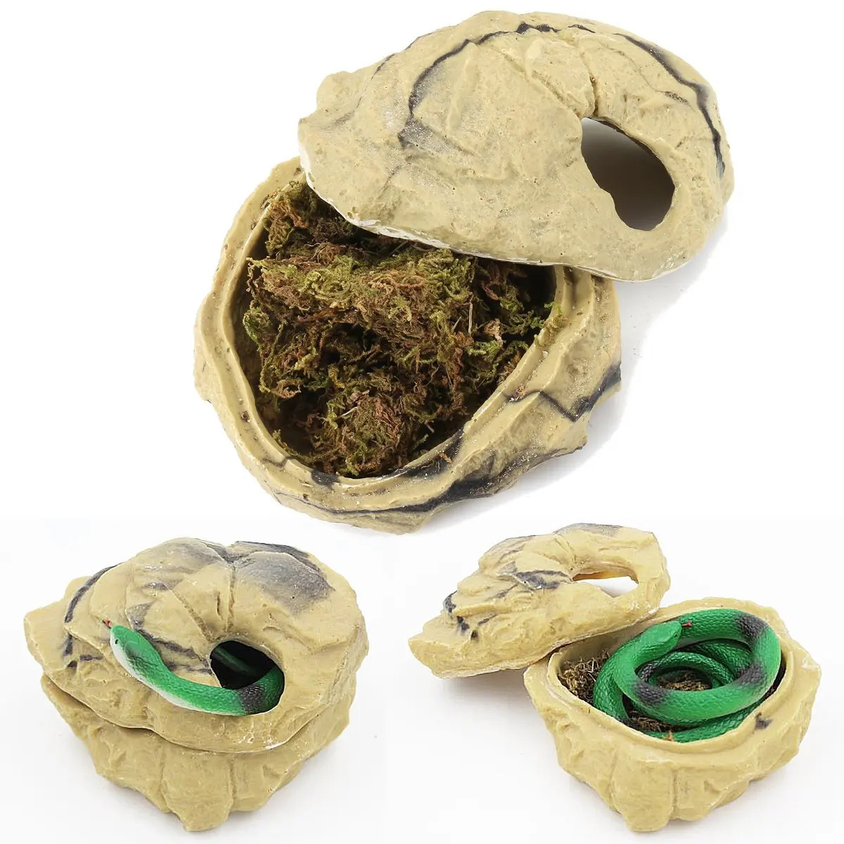 

L Reptile Hiding Desert Habitat Moss-Lined Interior Hermit Crab Spiders Living Shelter