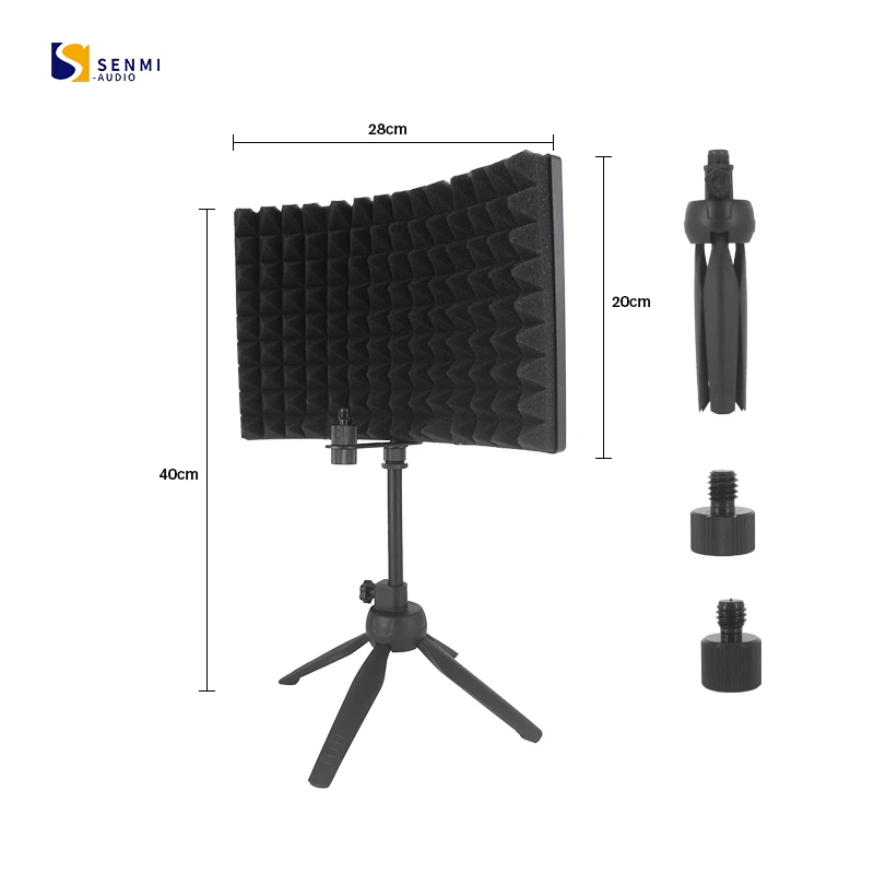 Studio Recording Microphone Isolation Shield and Tripod Stand  Foldable Sound Shield for Condenser Microphones