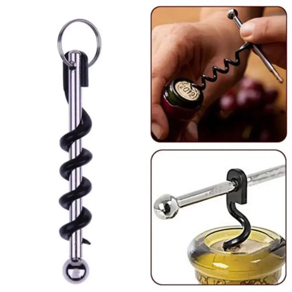 Bottle Opener Outdoor Mini EDC Cork Screw Red Wine Bottle Opener Keyring Tool Multi-functional Camping Survival Equipment Tool