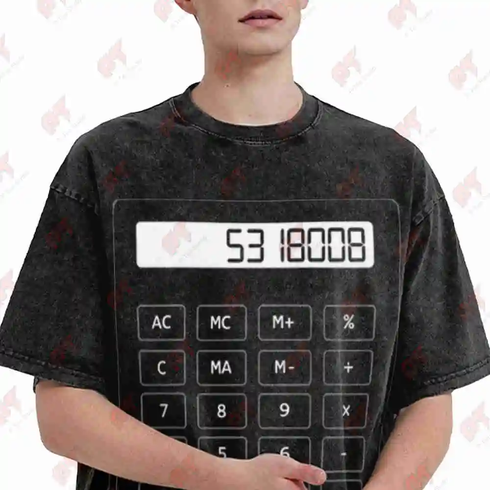 Calculator Boobies Vintage Washed Tee Pure Cotton T-Shirt