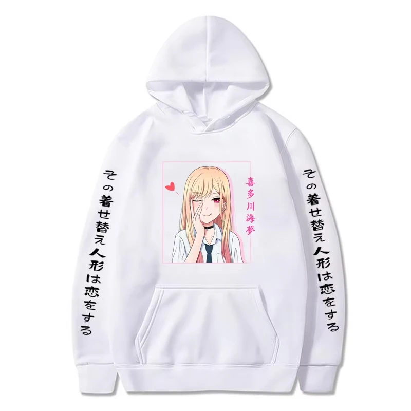 Hot Sale Anime My Dress-Up Darling Kitagawa Marin Cartoon Print Hooded Men Women Harajuku Vintage Printed Oversized Sweatshirt