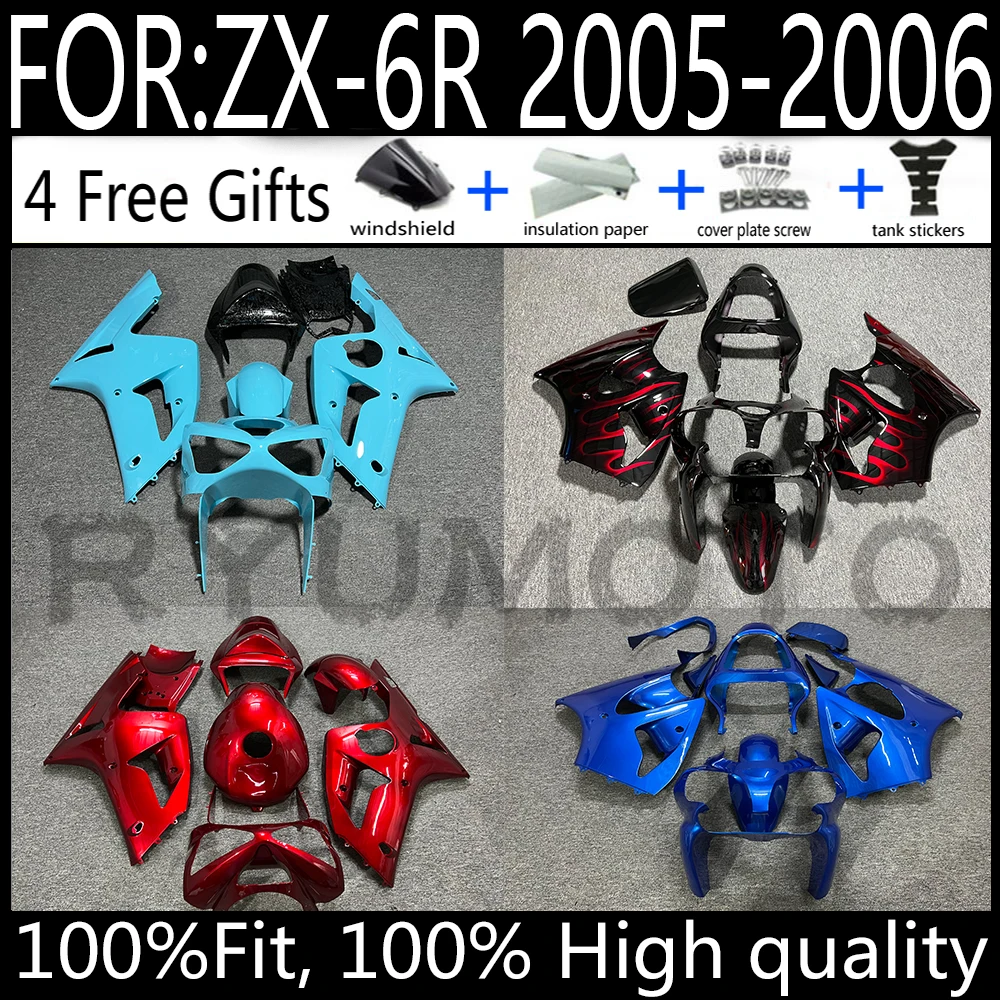 

New ABS Plastic Shell Motorcycle Fairing kit Fit For Ninja ZX6R 636 ZX-6R 2005 2006 05 06 Custom full fairings bodywork