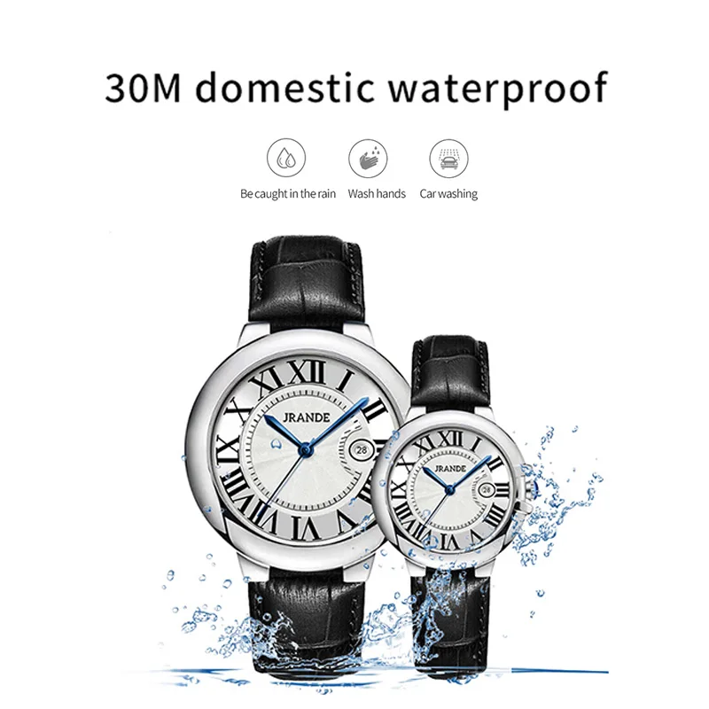 Luxury Brand Couple Watches Valentine Day Watch Set  Waterproof Round Roman Dial Men and Women Wristwatch Couples Gifts