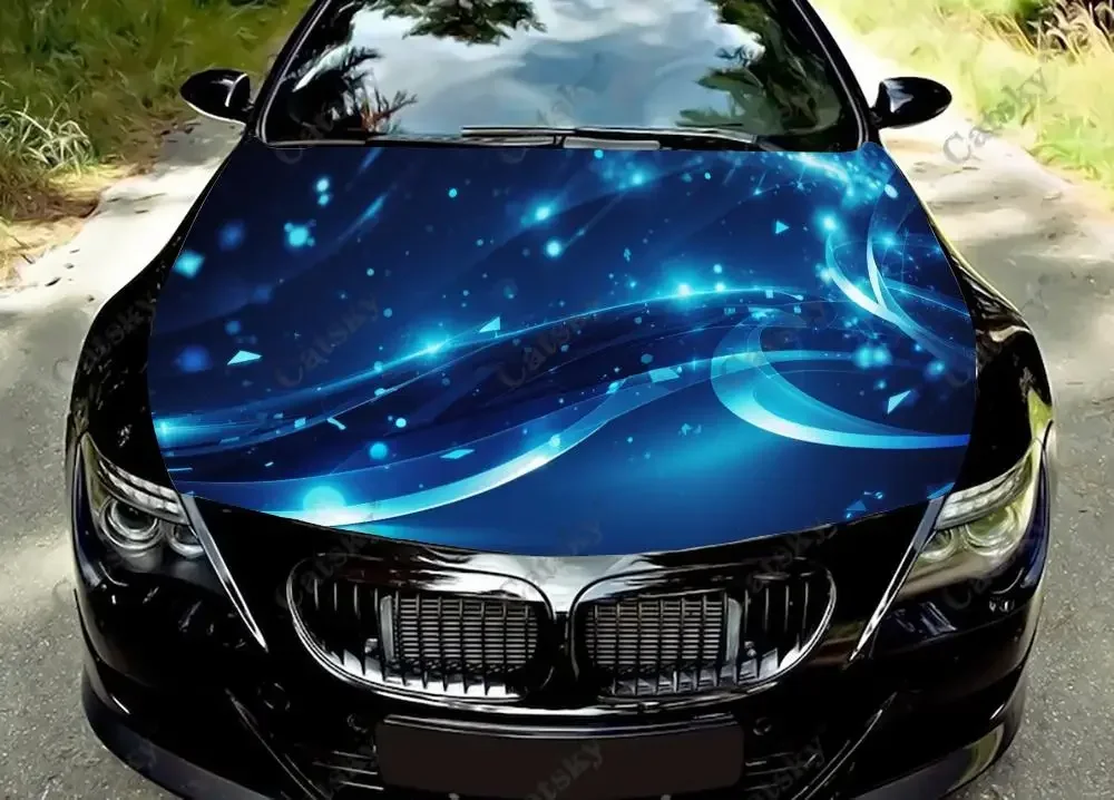 

Абстрактные волнистые линии, виниловые наклейки на капот автомобиля, виниловая пленка, наклейки на крышку двигателя, универсальная защитная пленка для капота автомобиля, украшение