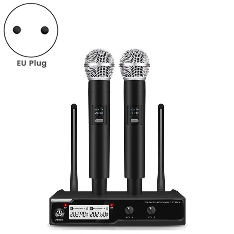 1Set Drahtlose Mikrofon VHF Ein Zu Zwei Mikrofon Fit Für Karaoke Hochzeit Party Band Kirche EU Plug-Y41A