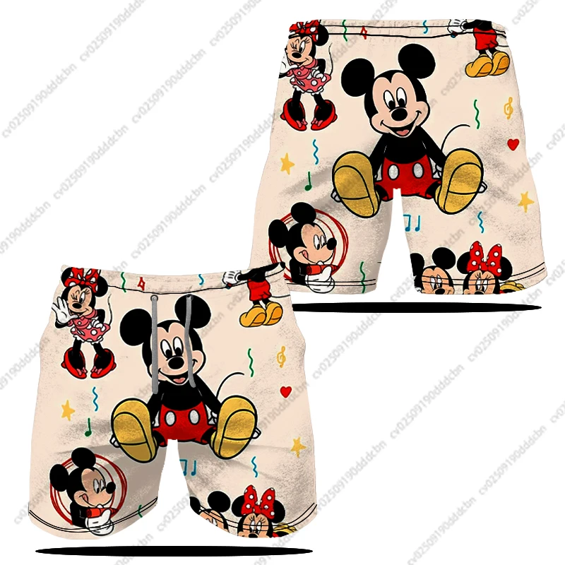 

Мужские шорты Disney с Микки Маусом, аниме, мультяшным принтом, большие размеры, дышащие, с эластичной резинкой на талии, повседневные пляжные брюки