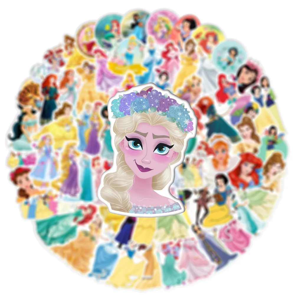 10/30/50/100PCS Mix Disney Princess Anime Graffiti Stickers Snow White Frozen Cartoon Decals Laptop Guitar Phone Kid Sticker Toy