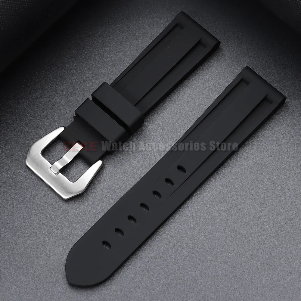 Sportliche 20mm 22mm 24mm 26mm Silikon-Uhrenarmbänder Weiche Komfortable Gummi-Uhrenarmbänder für Panerai Blaue Schwarze Armbänder Zubehör – Detail 27