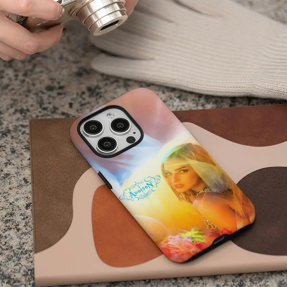 حافظة هاتف A-Addison Rae Addison لهاتف iPhone 17 16 15 14 13 12 Pro Max Plus لامعة عالية الدقة بطبقة مزدوجة غلاف صلب سائل #6