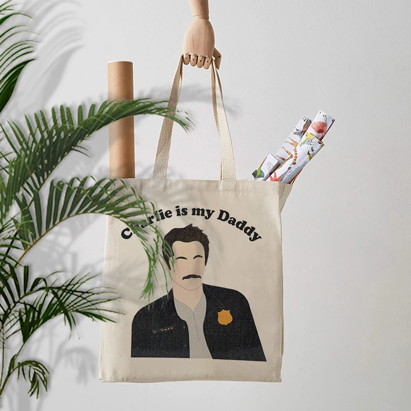 Twilight TV Show Inspired Canvas Tote Bag Vampire Lovers Gift Charlie Fan Charlie Is My Daddy Handbag Eco-friendly Shopping Bags