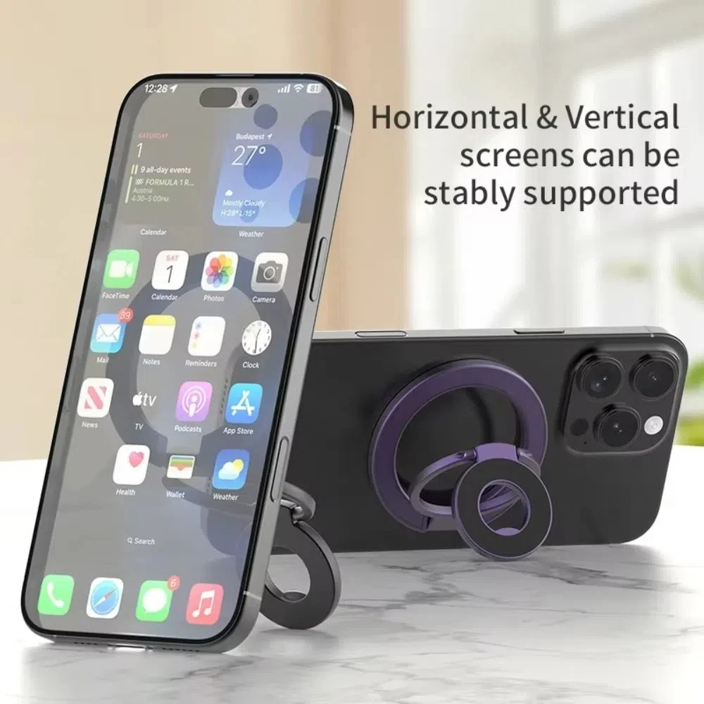 Neue Magnetische Telefon Ring Halter Doppelseitige Klapp Telefon Ständer Zubehör Sichere Tragbare Grip Halterung Unterstützung Für iPhone Samsung