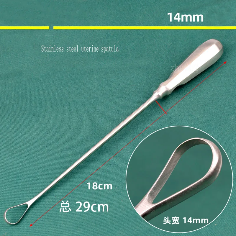Cuchara raspadora ginecológica médica, cuchara raspadora grande de acero inoxidable, instrumentos hospitalarios cervix, mango grueso de aborto