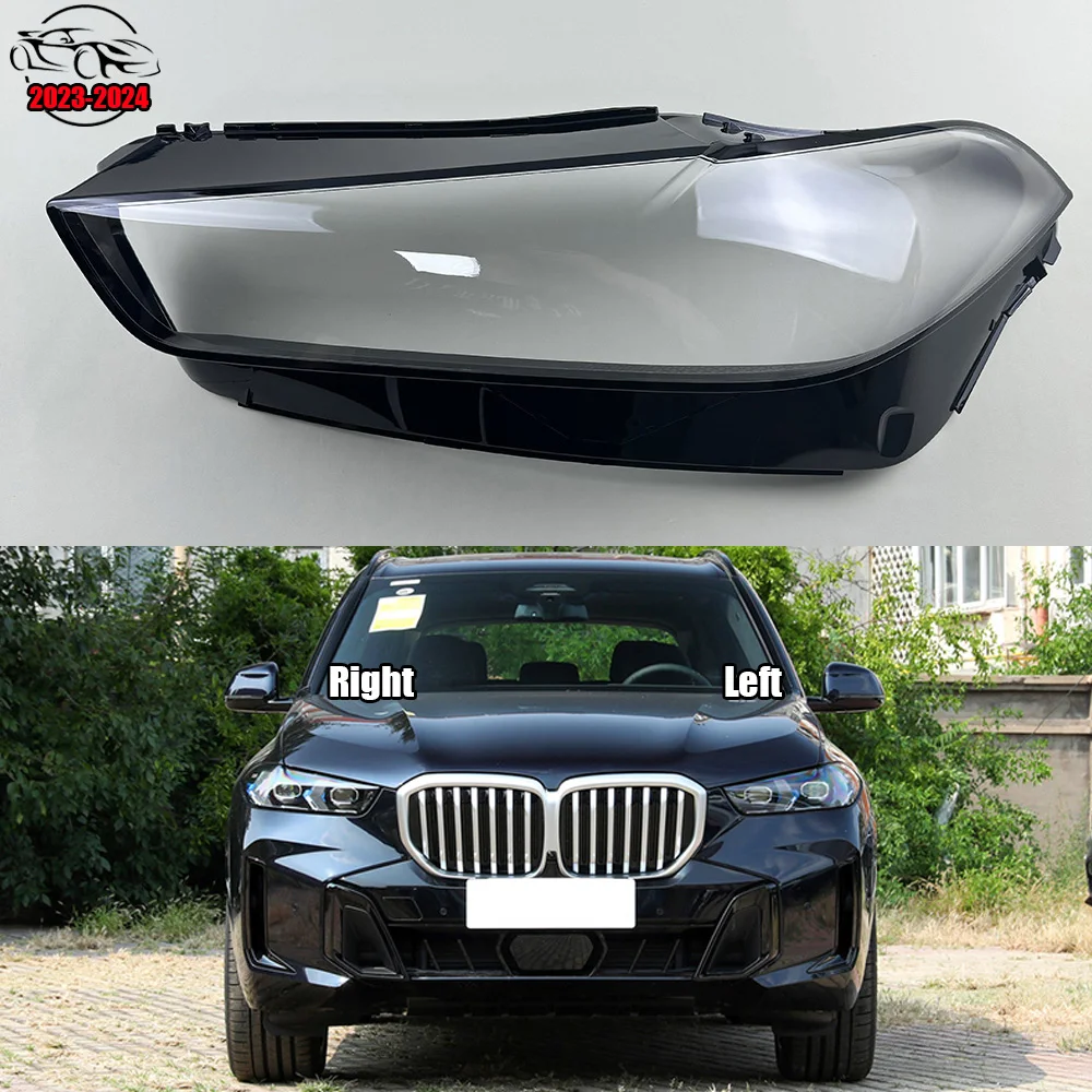 For BMW X5 X6 G18 2023 2024 Headlight Shade Transparent Lampshade Lens Headlamp Cover Lamp Shell Plexiglass Black Edge