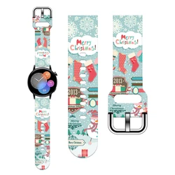 20mm Christmas 2 Printed Strap for Samsung Galaxy Watch 7/6/5 40mm 44mm Band Replaceable Braceclet for Xiaomi Amazfit Watchband