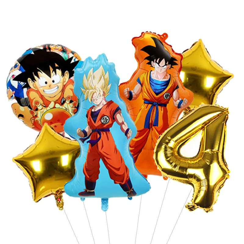 Dragon Ball Super Style Number Balloon Glitter Orange with Four Star Ball Print Foil Mylar for Boys Birthday Party view 5