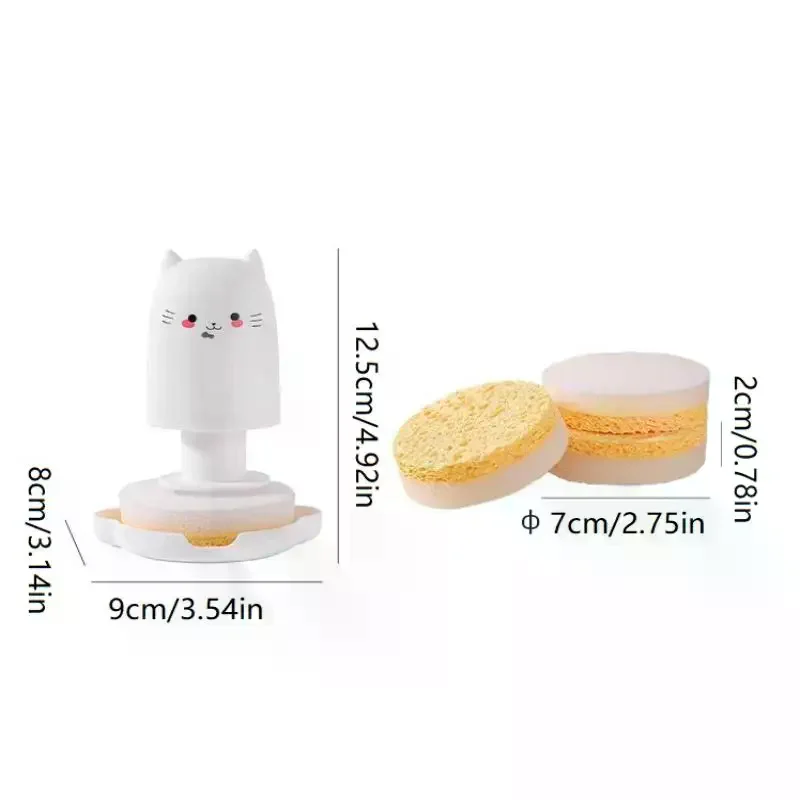 لطيف القط المطبخ برو الإسفنج قماش الأطباق وعاء فرشاة لب الخشب القطن ماجيك فرشاة تنظيف أداة خاصة لحرق المطبخ #5