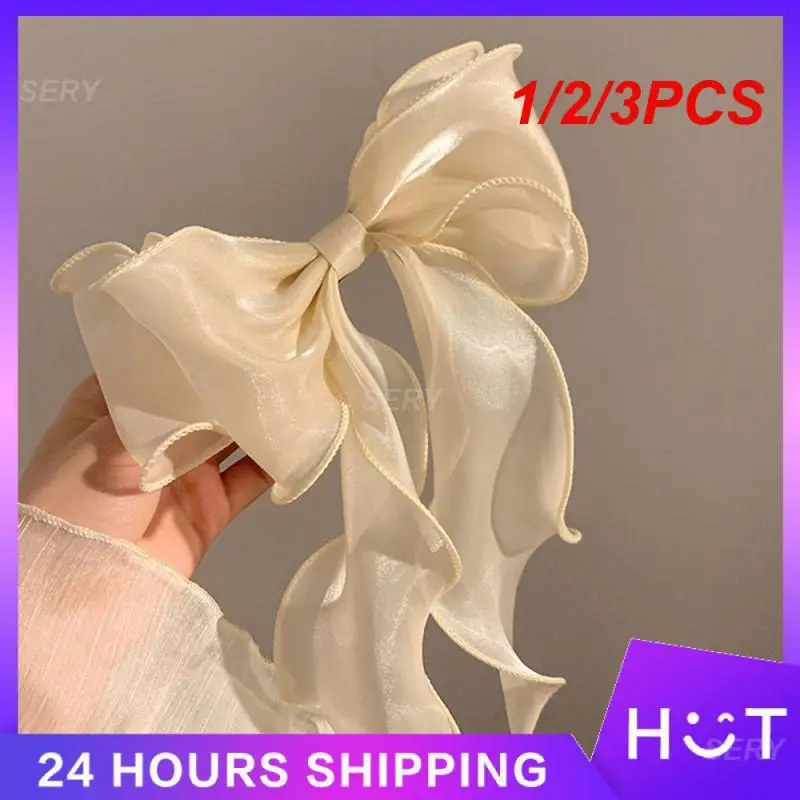 1/2/3PCS Butterfly Headband Elegant Solid Color Double Mesh Bow Hair Clip Simple Headband Hair Accessories Elegant Hair Claws