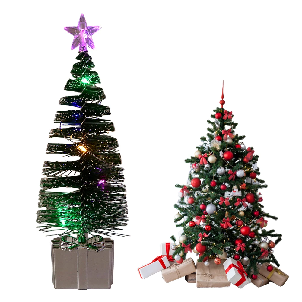 Christmas Tree Statue Light Xmas Tree Miniature Mini Pine Tree Decoration LED Light Tabletop Decoration for Tabletop Window