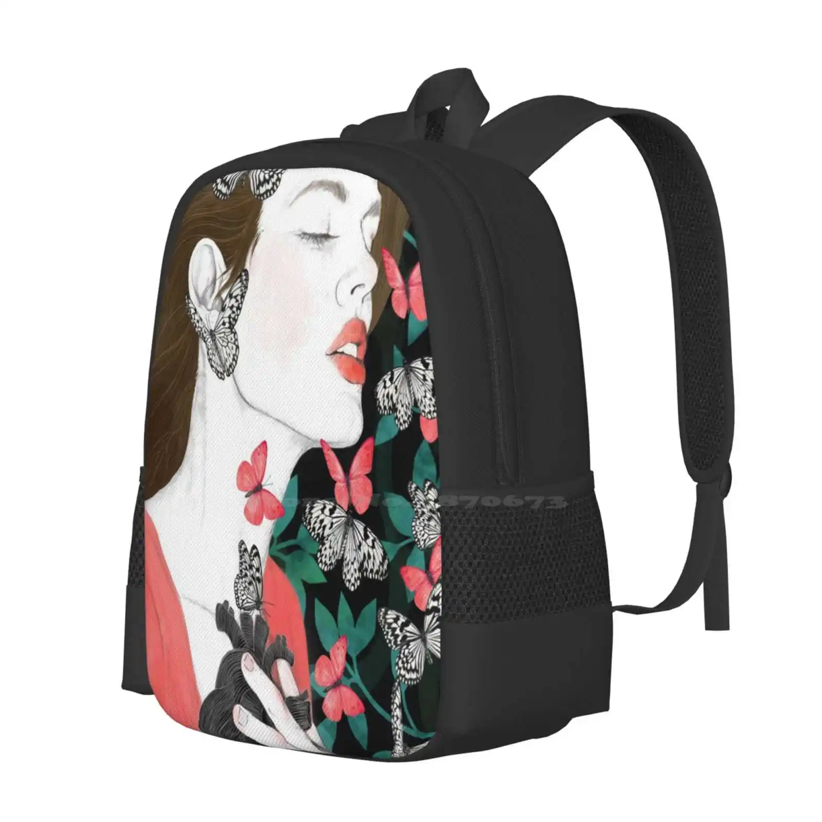 Butterflies / / You Make My Heart Flutter Hot Sale Backpack Fashion Bags Watercolour Tropical Butterfly Girl Plants Leaves