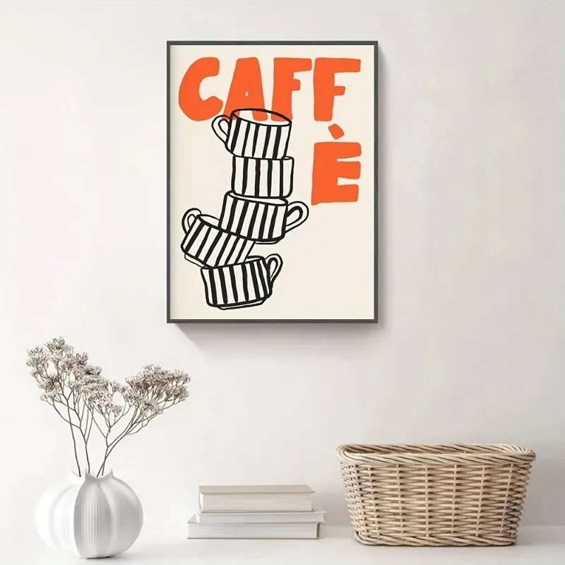 1 قطعة قماش القهوة الإيطالية الرجعية طباعة المطبخ جدار الفن ، غير المؤطرة اسبريسو المشارك "القهوة" حروف الجمالية ديكور غرفة مكتب المنزل #3