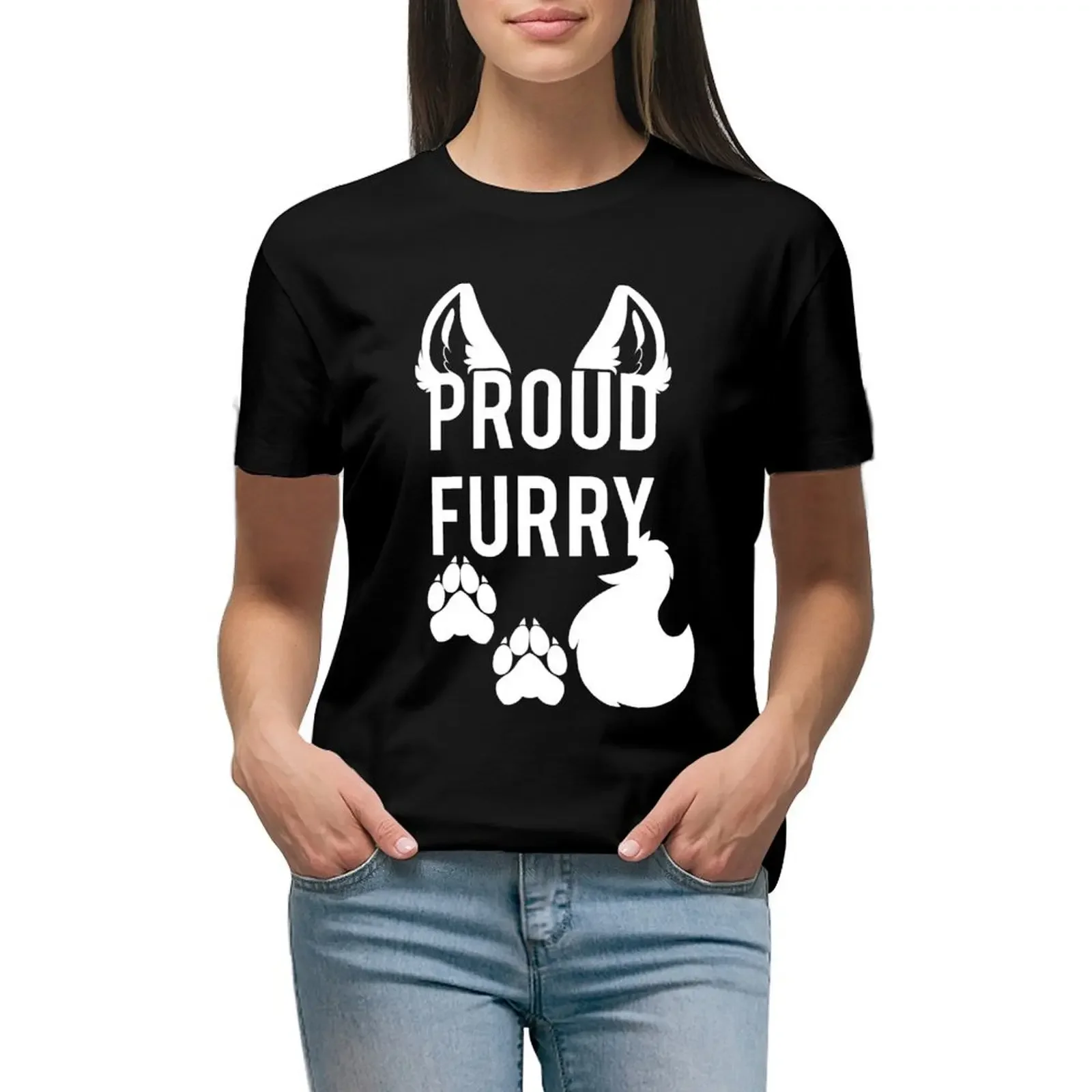 

PROUD FURRY T-Shirt plus size tops Female clothing graphics tees plain t shirts for Women