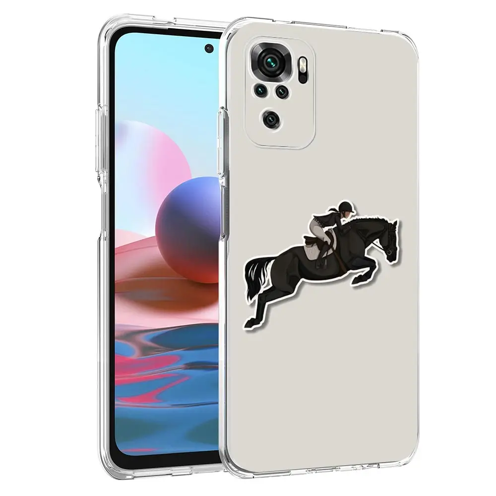 Phone Case For Xiaomi Redmi Note 13 12 5G 9S 9 8 10 11 Pro Plus 4G 9T 13C 12C10C 9C 9A 7 Cover Galloping Horse Girl Drawing