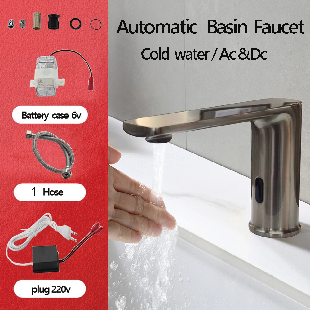 Automatic smart basin faucet taps body full brass copper cold water ac 220 v & dc battery saving power 6 voltage