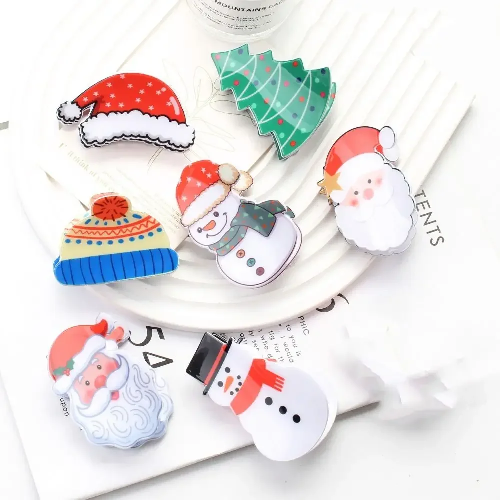 Christmas Snowman Santa Claus Christmas Tree Grab Clip Hair Claw Colourful Hat Small Shark Clip Hair Clip Party Gift Hair