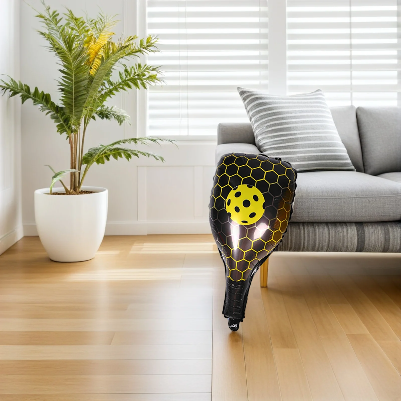 

10Pcs Pickle Racquette Balloons Sports Ball Shaped Foil Balloons Yellow Aluminum Foil Quick Inflation Sports Themed Birthday