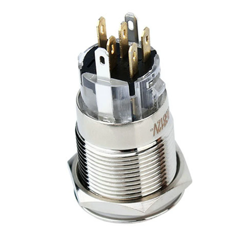 19mm ON OFF RGB Ring Led Illuminated Momentary Latching 5/12/24/110/220V  1NO1NC Tri-Color  Push Button Switch