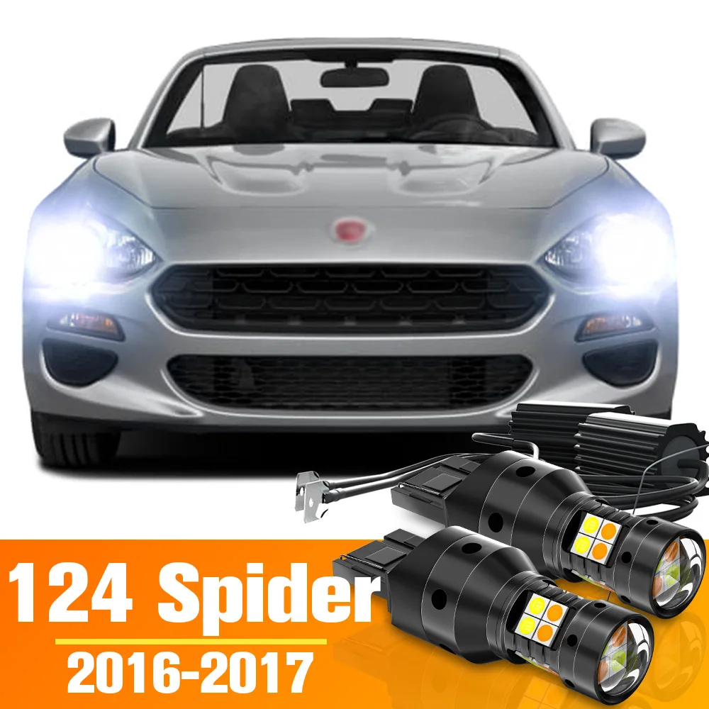 2pcs LED Dual Mode Turn Signal+Daytime Running Light DRL Canbus For Fiat 124 Spider Accessories Bulb 2016-2017