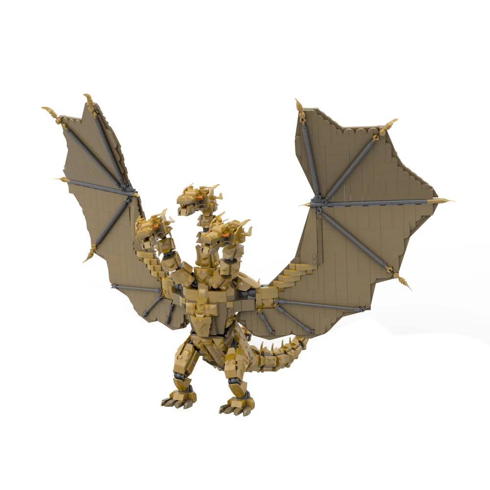 Gobricks MOC King Ghidorah Monster Zero Bricks Model Ghidorah Ghidrah 3 Headed Monster Dragon Building Blocks Toys Birthday Gift