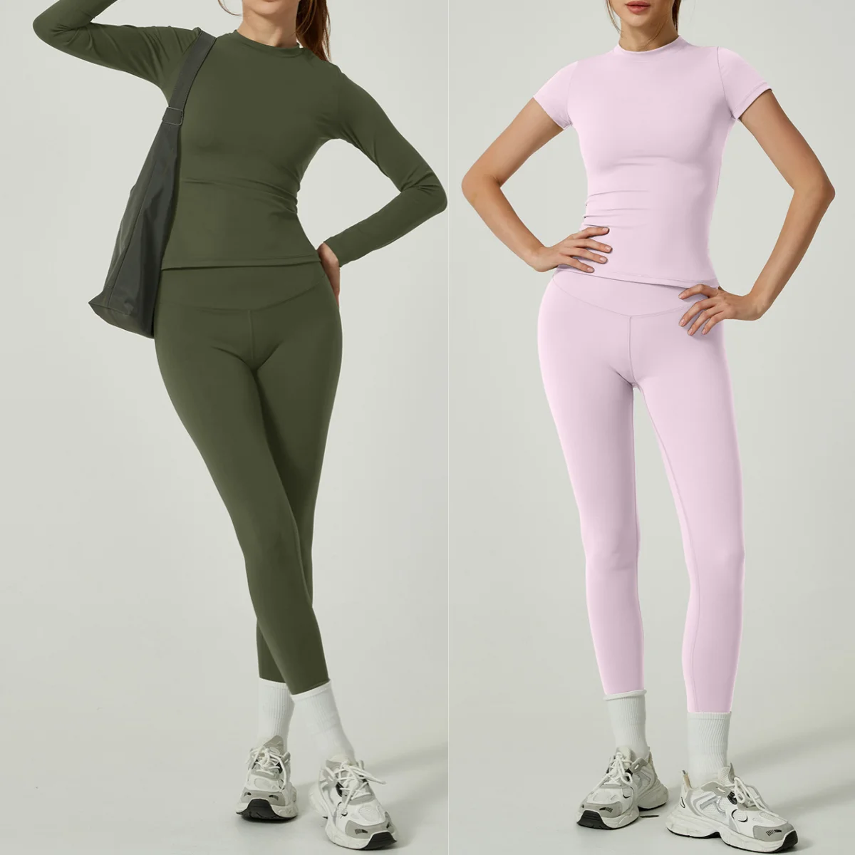 

Женский бесшовный комплект для йоги из двух предметов, футболка с короткими рукавами и леггинсы с высокой талией, тренировочная одежда, спортивные комплекты для бега, фитнеса, тренажерного зала