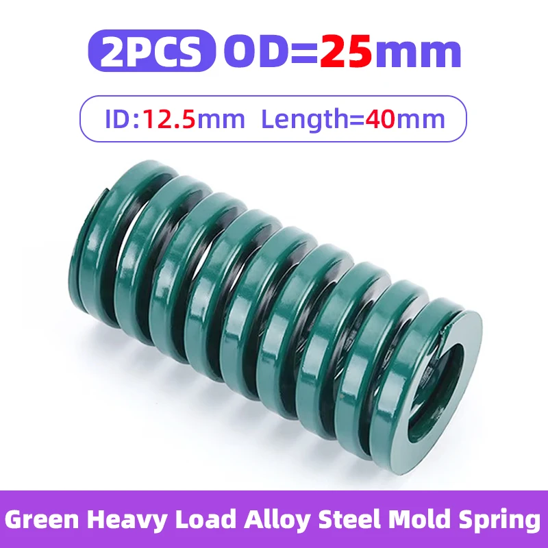 

Creamily 2Pcs/Lot Mould Springs Green Spiral Stamping Compression Spring Heavy Load Spring Outer Dia25mm Inside Dia12.5mm L40mm