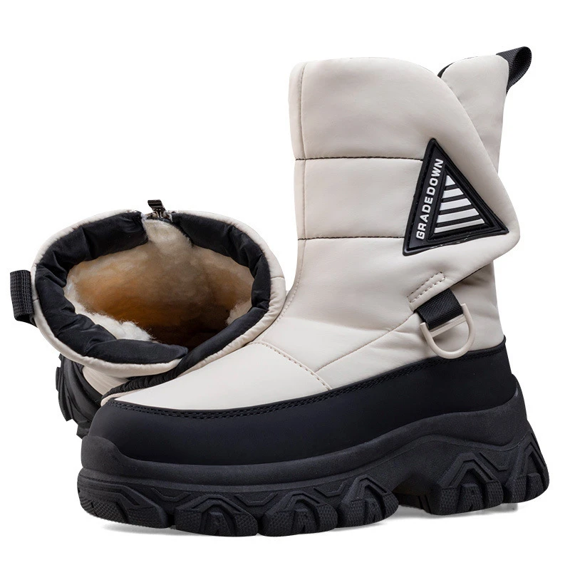 2026Winterlaars voor Dames Verdikte Pluche Warme Snowboots Dames Halfhoge laarzen Winter Hoge katoenen schoenen Platform Laars Botas