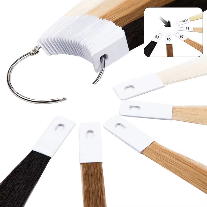 30Pcs/set Hairdresser Dyeing Practice Swatches White Hair Color Rings Card Hair Charts For Hair Dye Salon Hairdressing.~