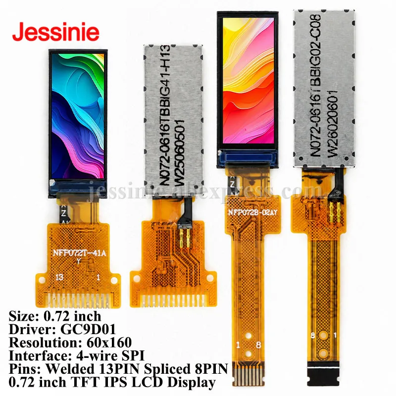 0.72 inch TFT HD Display IPS LCD Screen Display 0.72' GC9D01 Driver Serial Port Screen 60*160 Full Color Bare Screen 13Pin/8Pin