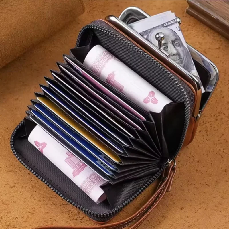 NEW Small Hand-held Portable Bag Wallet Mini Zipper Clip Cute Coin Pouch Buckle Purse Storage Case Multi Card Slot Wrist Strap