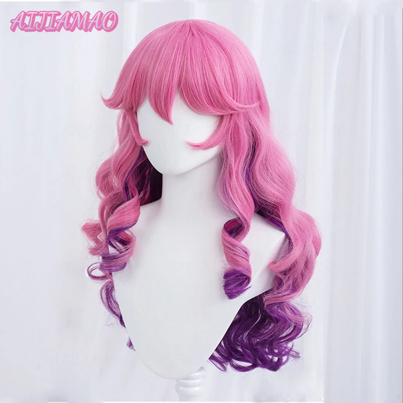 Spirit Blossom Ahri Cosplay LOL Cosplay Women 70cm Long Curly Wave Wig Cosplay Anime Heat Resistant Synthetic Wigs + Wig Cap