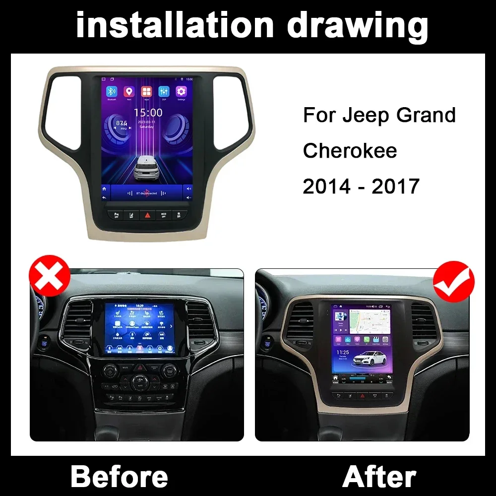 Android For Jeep Grand Cherokee 2014 - 2017 2 din Car Radio GPS Navigation Carplay Bluetooth Touch Screen Intelligent System DSP