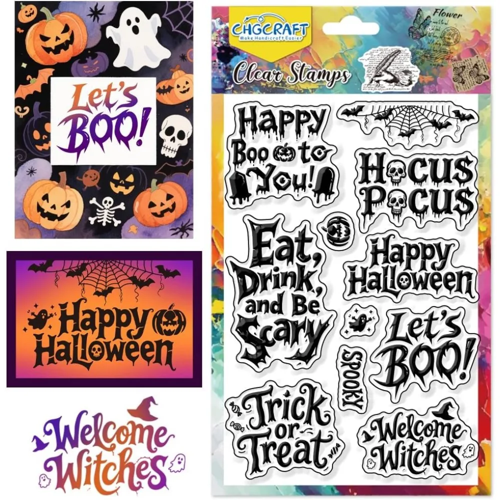 

Halloween Text Clear Stamps Funny Quotes Transparent Stamps Horror Text Silicone Clear Stamp Seals